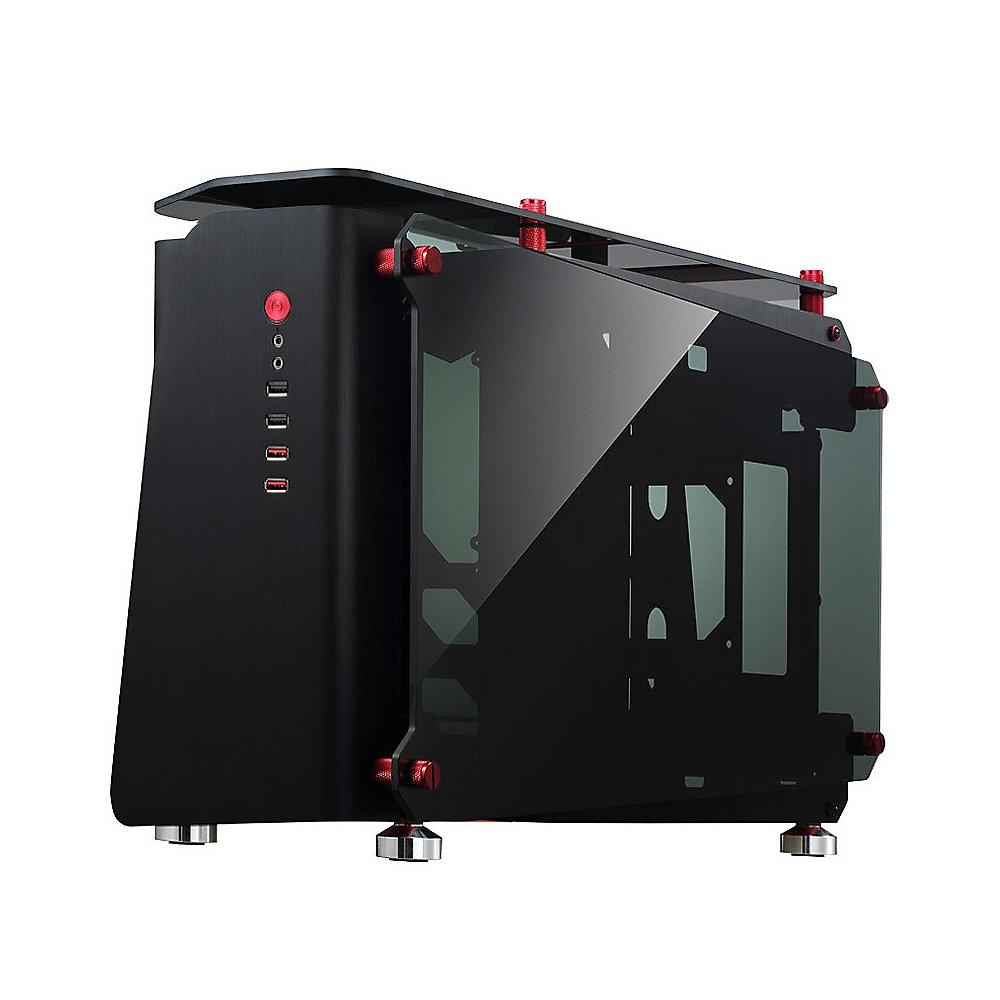 Cooltek MOD1 Mini Tower ITX Gehäuse, schwarz/rot mit Seitenfenster