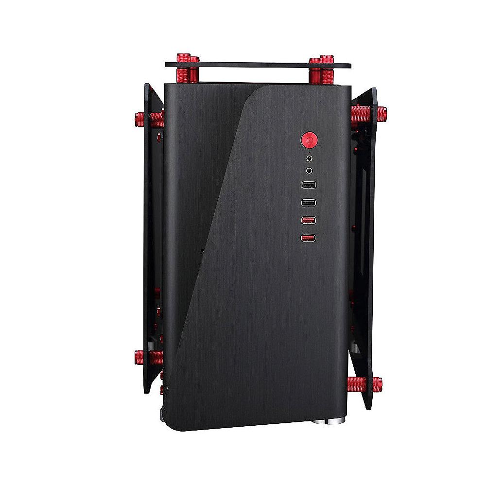 Cooltek MOD1 Mini Tower ITX Gehäuse, schwarz/rot mit Seitenfenster