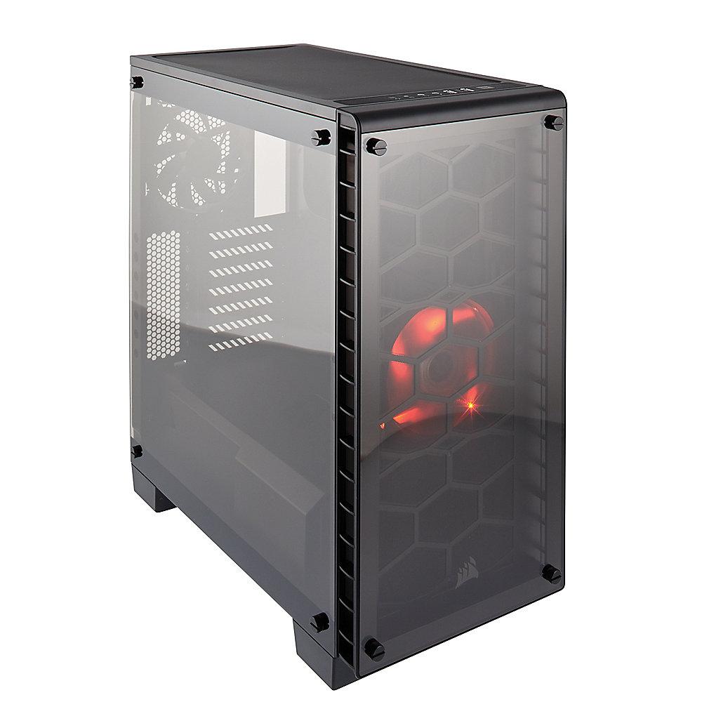 Corsair Crystal 460X Schwarz Rot LED Midi Tower ATX Gehäuse mit gehärtetem Glas