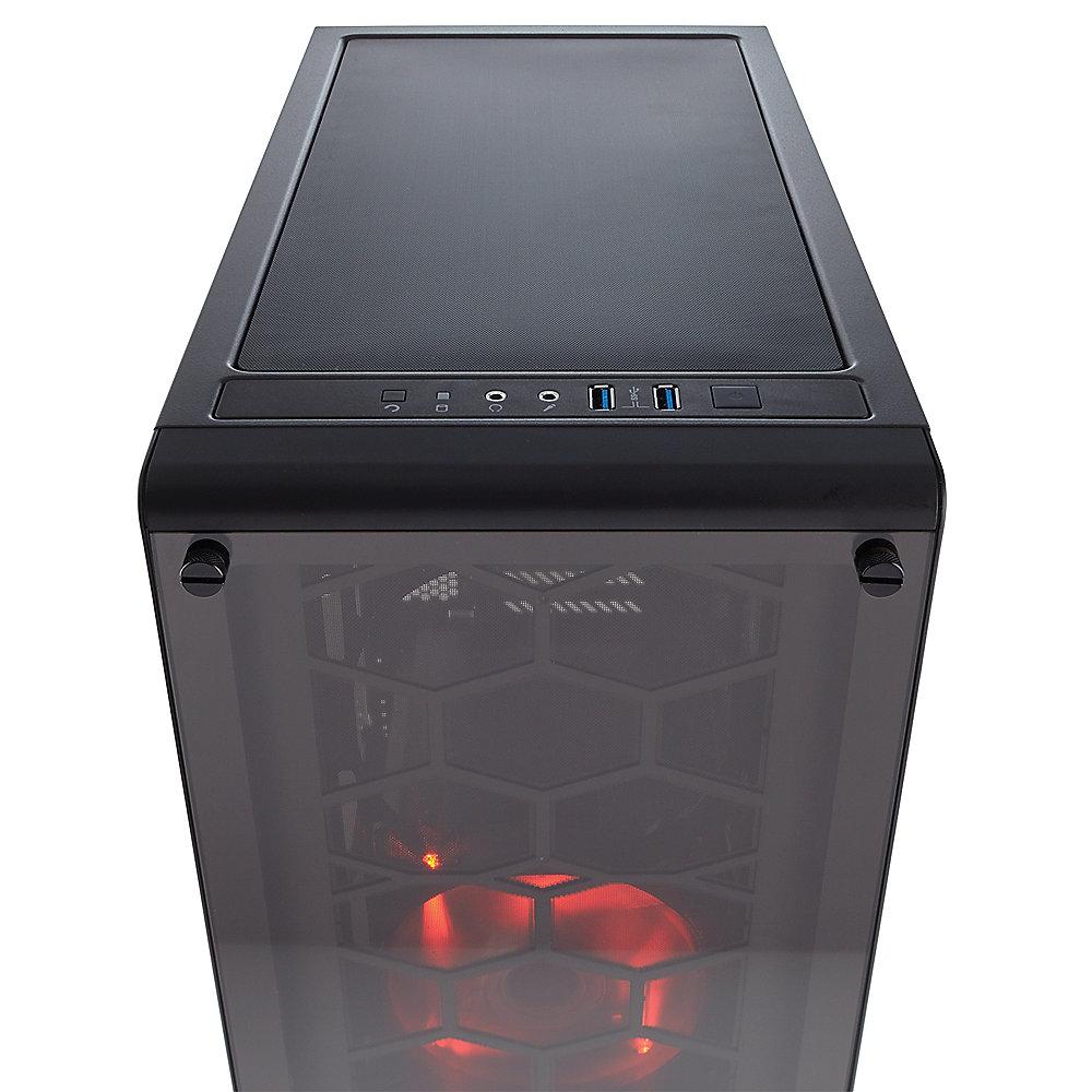Corsair Crystal 460X Schwarz Rot LED Midi Tower ATX Gehäuse mit gehärtetem Glas