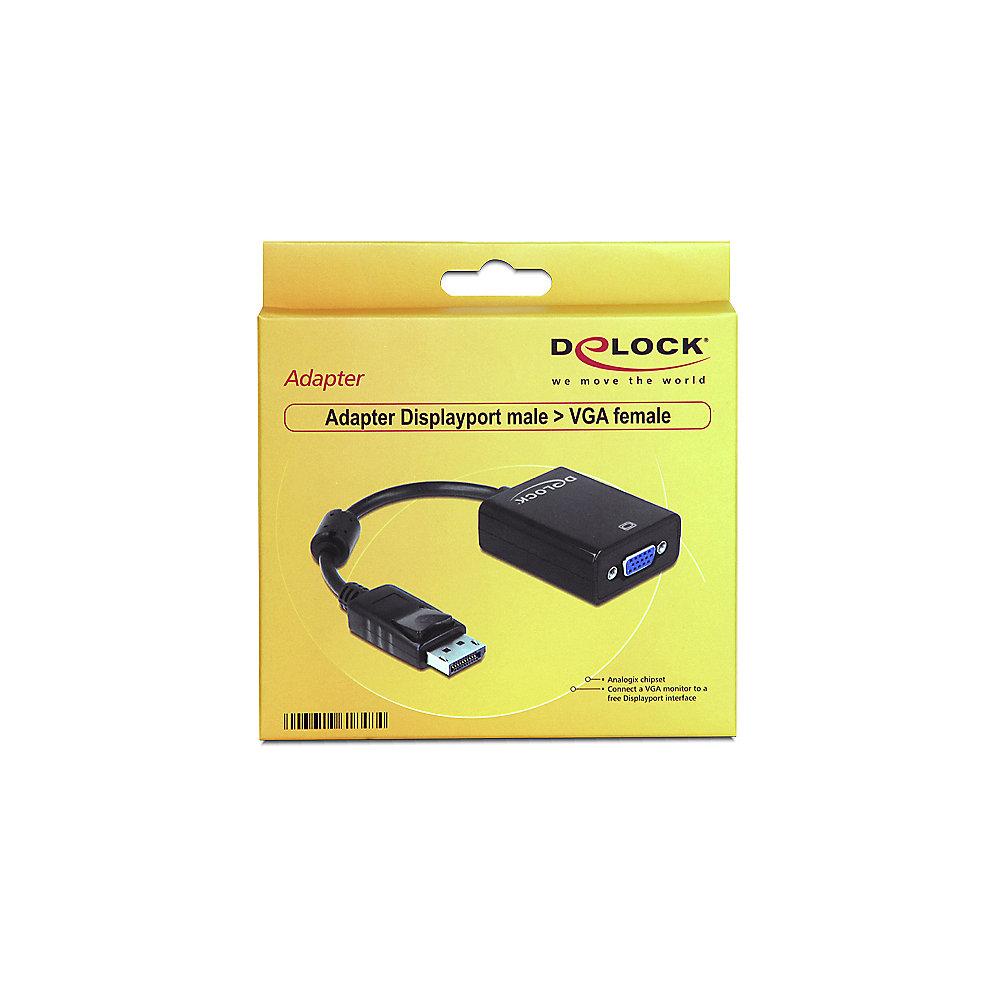 DeLOCK Adapterkabel 0,12m DisplayPort zu VGA St./Bu. 61848 schwarz, DeLOCK, Adapterkabel, 0,12m, DisplayPort, VGA, St./Bu., 61848, schwarz