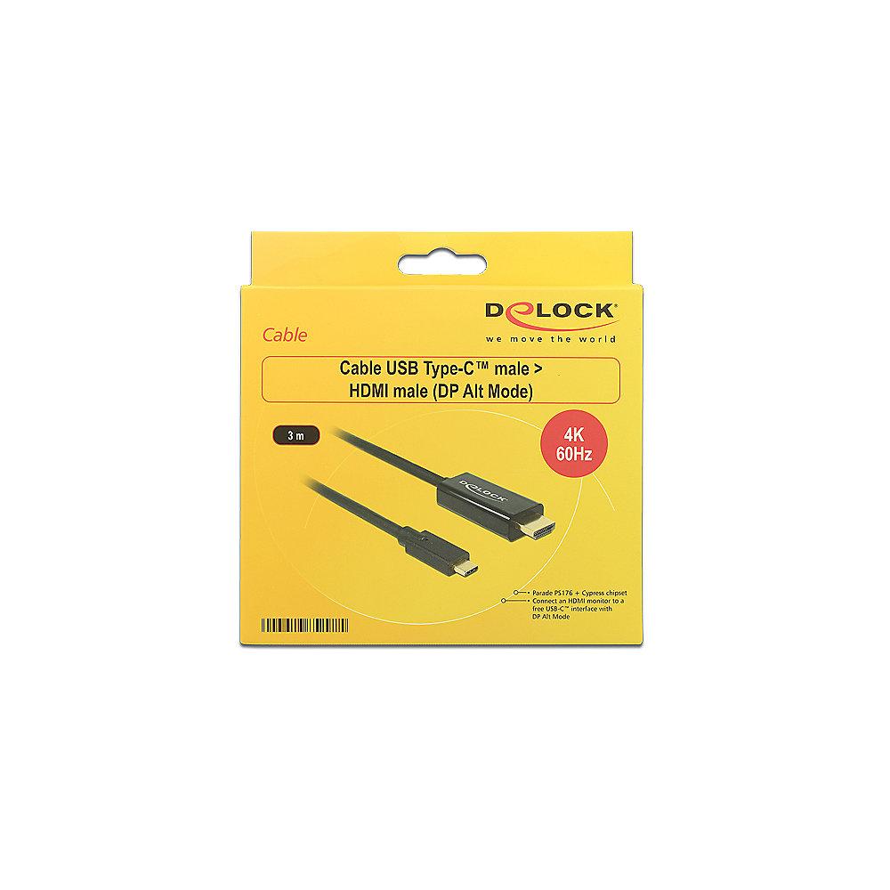 DeLOCK Adapterkabel 3m USB-C zu HDMI 4k 60Hz St./St. 85292 schwarz