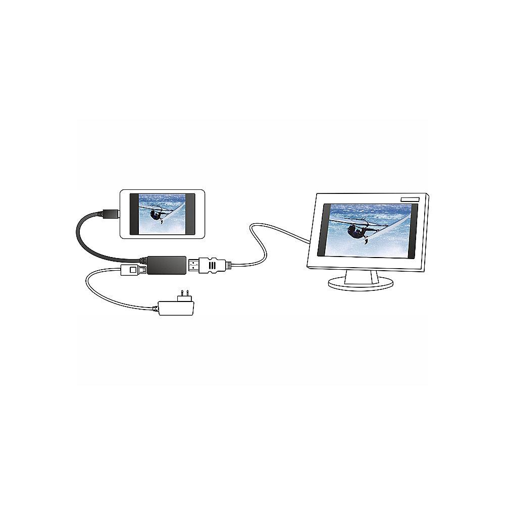 DeLOCK MHL Adapter 0,15m USB micro-B St. zu HDMI A   micro-B Bu. 65314 schwarz