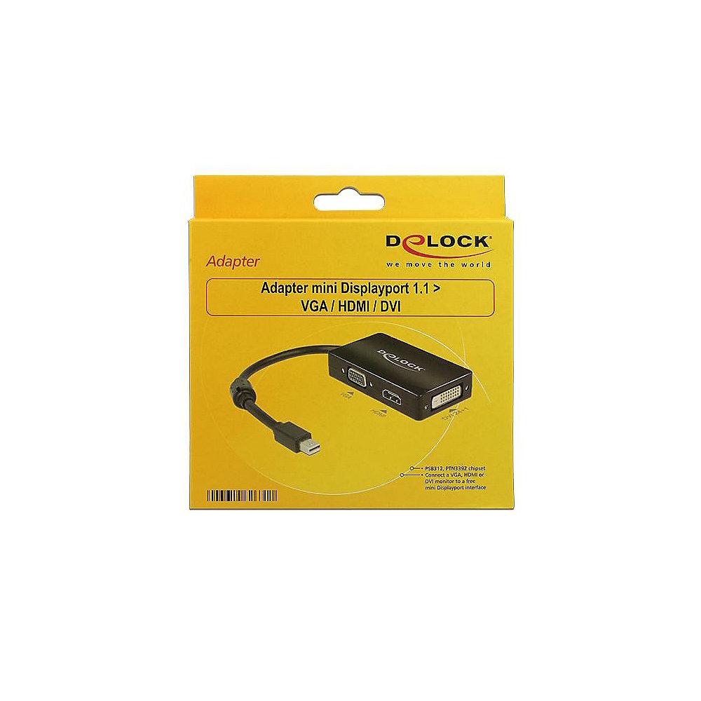 DeLOCK mini Displayport zu VGA / HDMI / DVI Adapter schwarz passiv, DeLOCK, mini, Displayport, VGA, /, HDMI, /, DVI, Adapter, schwarz, passiv