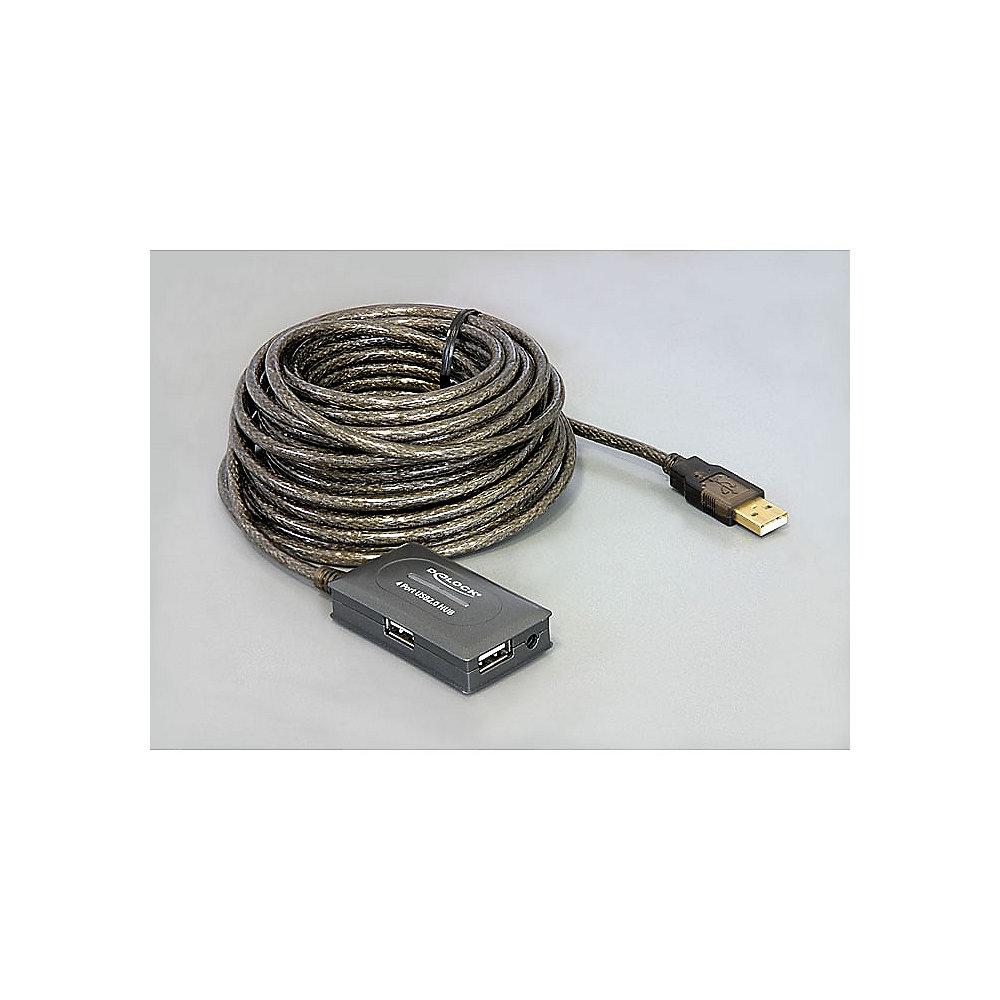 DeLOCK USB 2.0 Verlängerung 10m aktiv mit 4-fach Hub 82748 schwarz