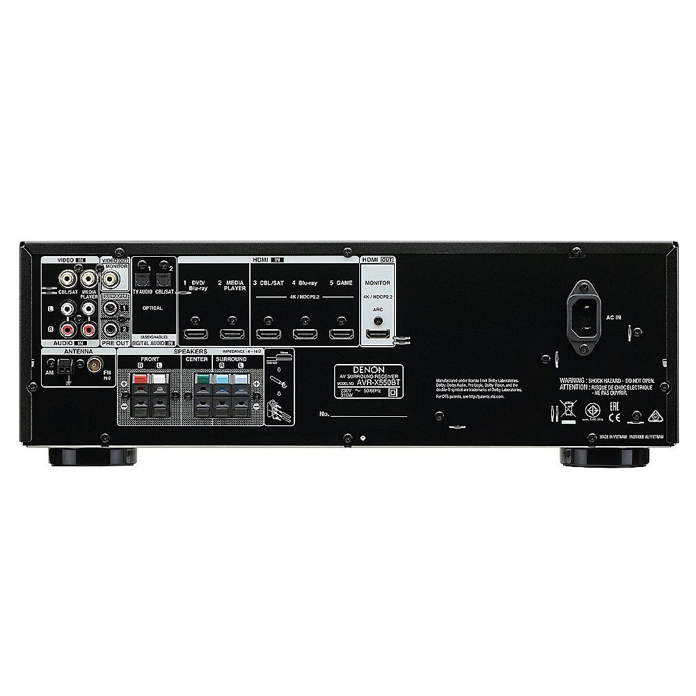 Denon AVR-X550BT 5.2 AV-Receiver, Bluetooth, 5x HDMI, 4K , HDR, Schwarz, Denon, AVR-X550BT, 5.2, AV-Receiver, Bluetooth, 5x, HDMI, 4K, HDR, Schwarz