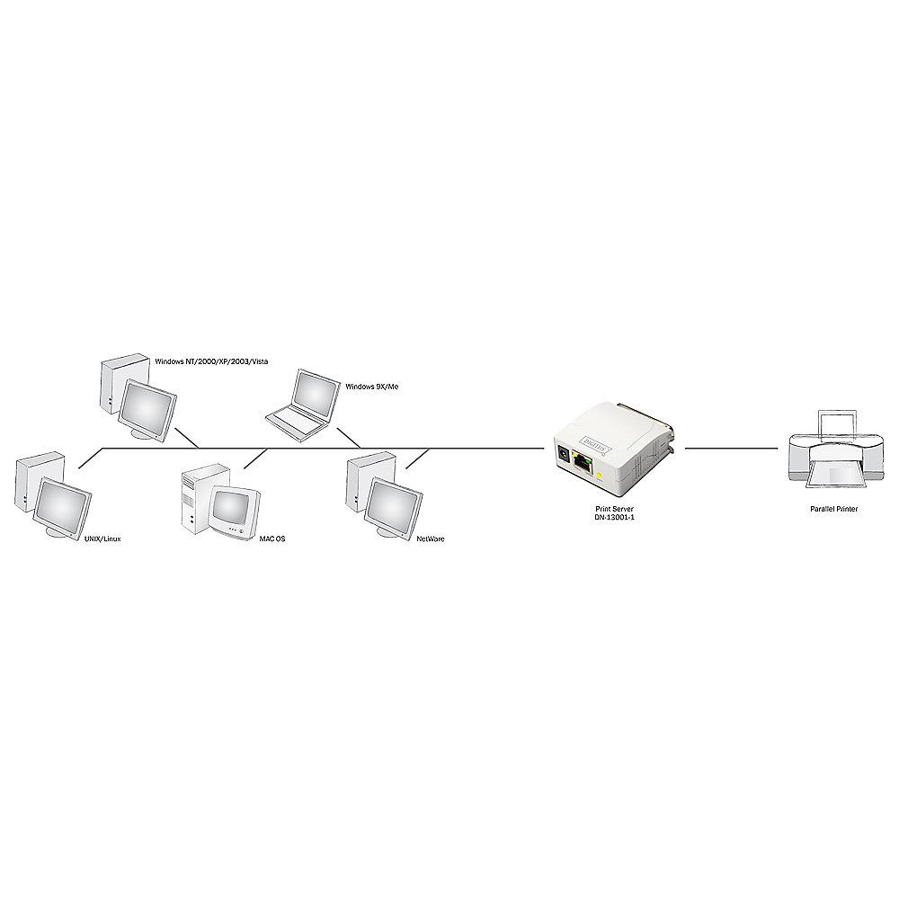 DIGITUS Fast Ethernet Parallelport Printserver, DIGITUS, Fast, Ethernet, Parallelport, Printserver