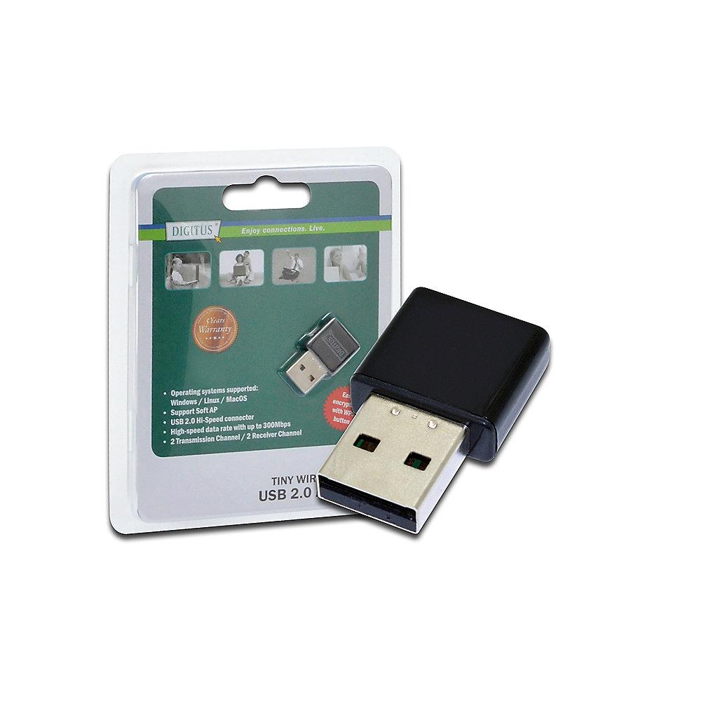DIGITUS Tiny Wireless WLAN 300Mbit/s USB 2.0 Adapter WLAN Stick, DIGITUS, Tiny, Wireless, WLAN, 300Mbit/s, USB, 2.0, Adapter, WLAN, Stick