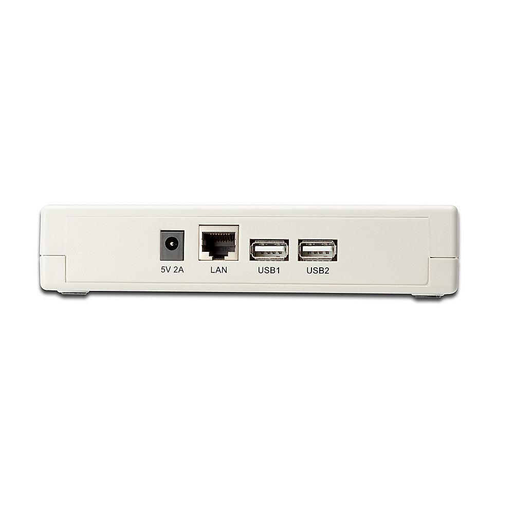 DIGITUS USB & Parallel Print Server 3-Port (1x RJ45, 2x USB A 1x DB-36-pin)