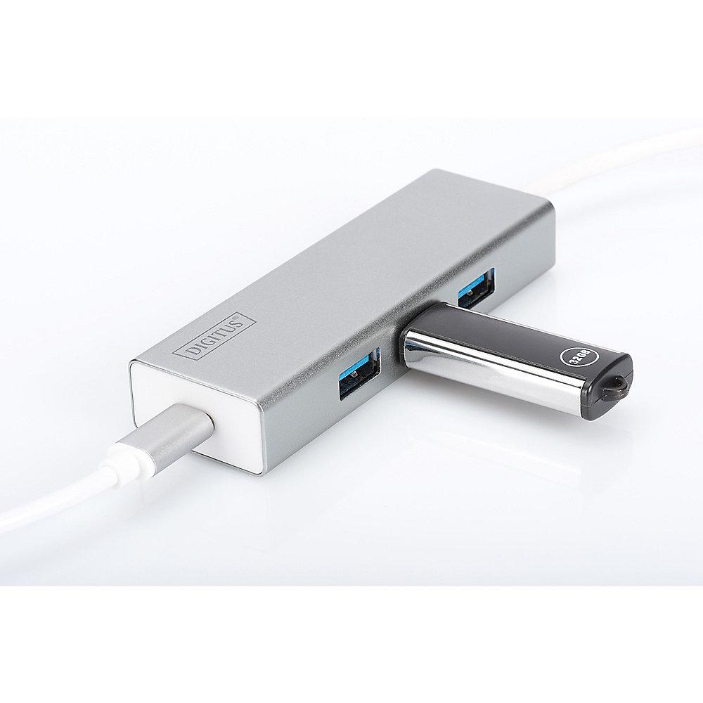 DIGITUS USB3.0 3-Port HUB mit Typ-C Ladefunktion silber