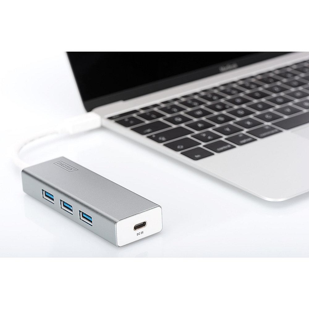 DIGITUS USB3.0 3-Port HUB mit Typ-C Ladefunktion silber