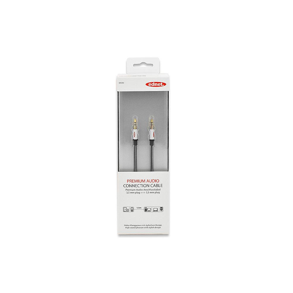 ednet 3,5mm Klinkenkabel 1,5m Premium Audio Stereo vergoldet St./St. schwarz