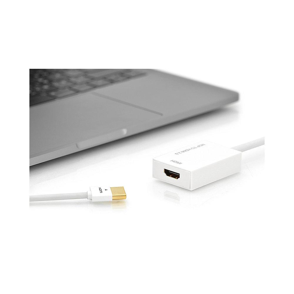 ednet DisplayPort Adapterkabel 0,2m mini DP zu HDMI Typ A St/Bu weiß