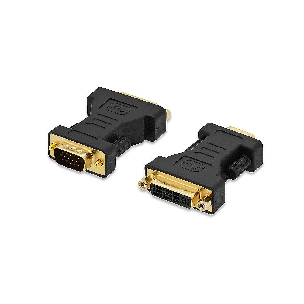ednet DVI Adapter DVI-I zu VGA FHD vergoldete Kontakte Bu./St. schwarz, ednet, DVI, Adapter, DVI-I, VGA, FHD, vergoldete, Kontakte, Bu./St., schwarz