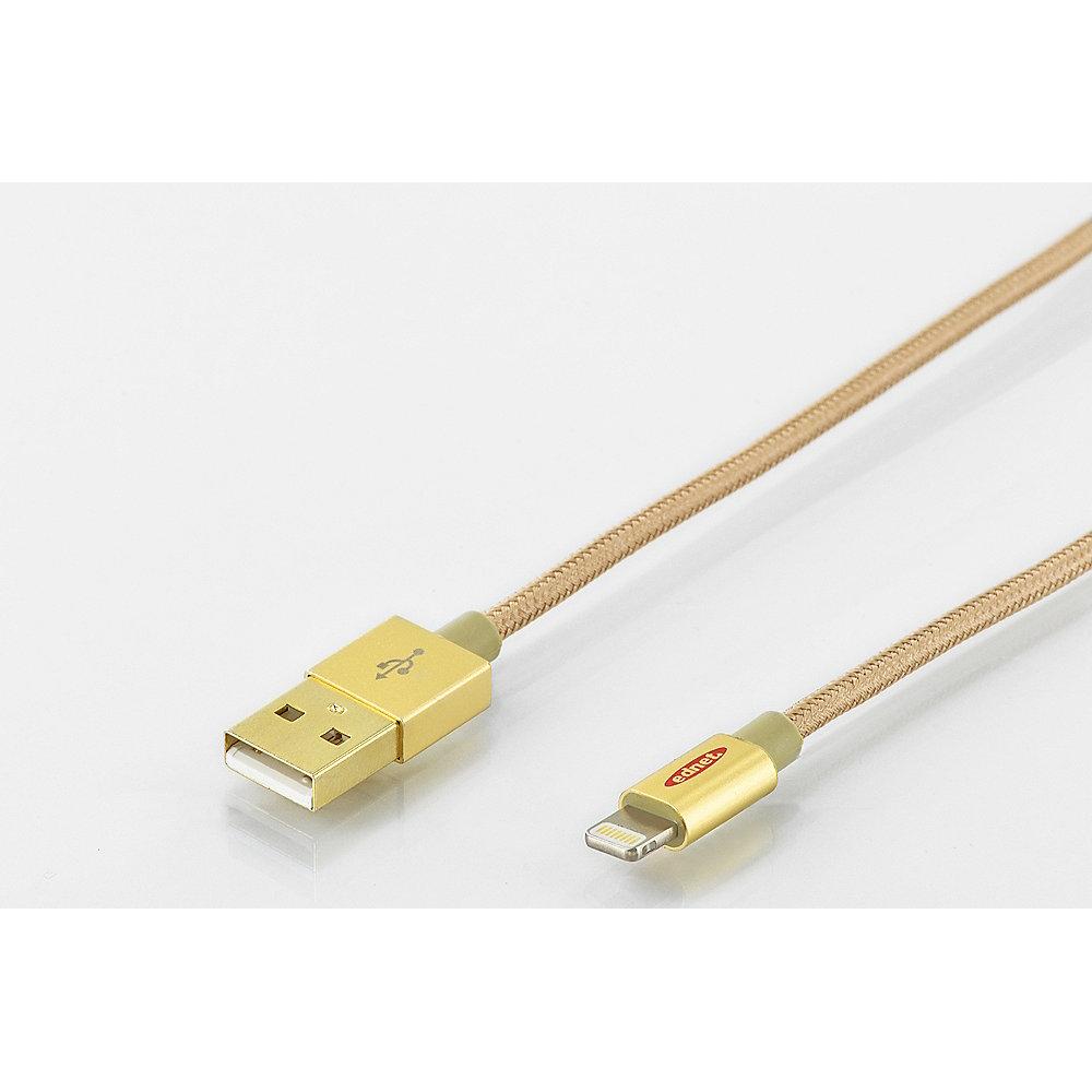 ednet iPhone Lade- & Datenkabel 1m USB2.0 A zu Lightning iP5/6/7 31060 gold