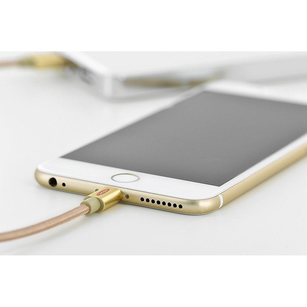ednet iPhone Lade- & Datenkabel 1m USB2.0 A zu Lightning iP5/6/7 31060 gold