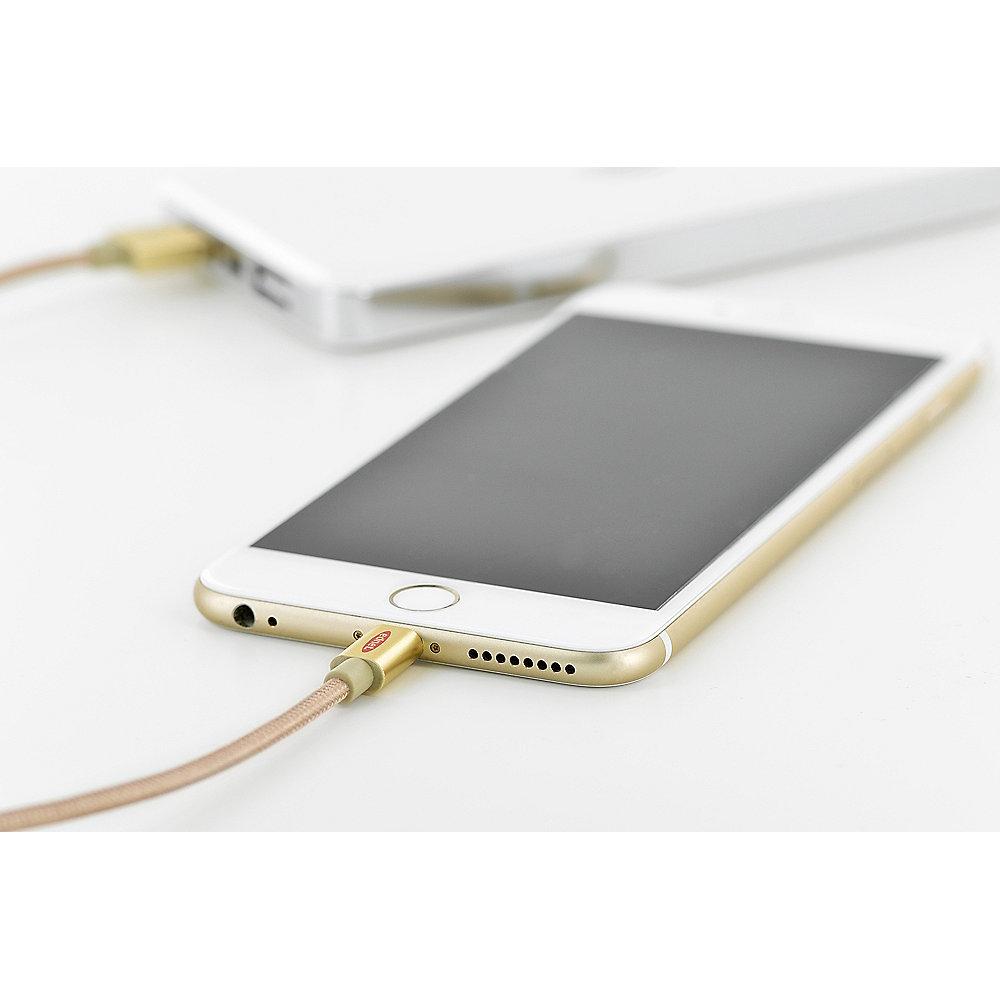 ednet iPhone Lade- & Datenkabel 1m USB2.0 A zu Lightning iP5/6/7 31060 gold, ednet, iPhone, Lade-, &, Datenkabel, 1m, USB2.0, A, Lightning, iP5/6/7, 31060, gold