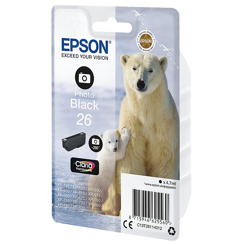 Epson C13T26114012 Druckerpatrone 26 Photo Schwarz Claria Premium Ink