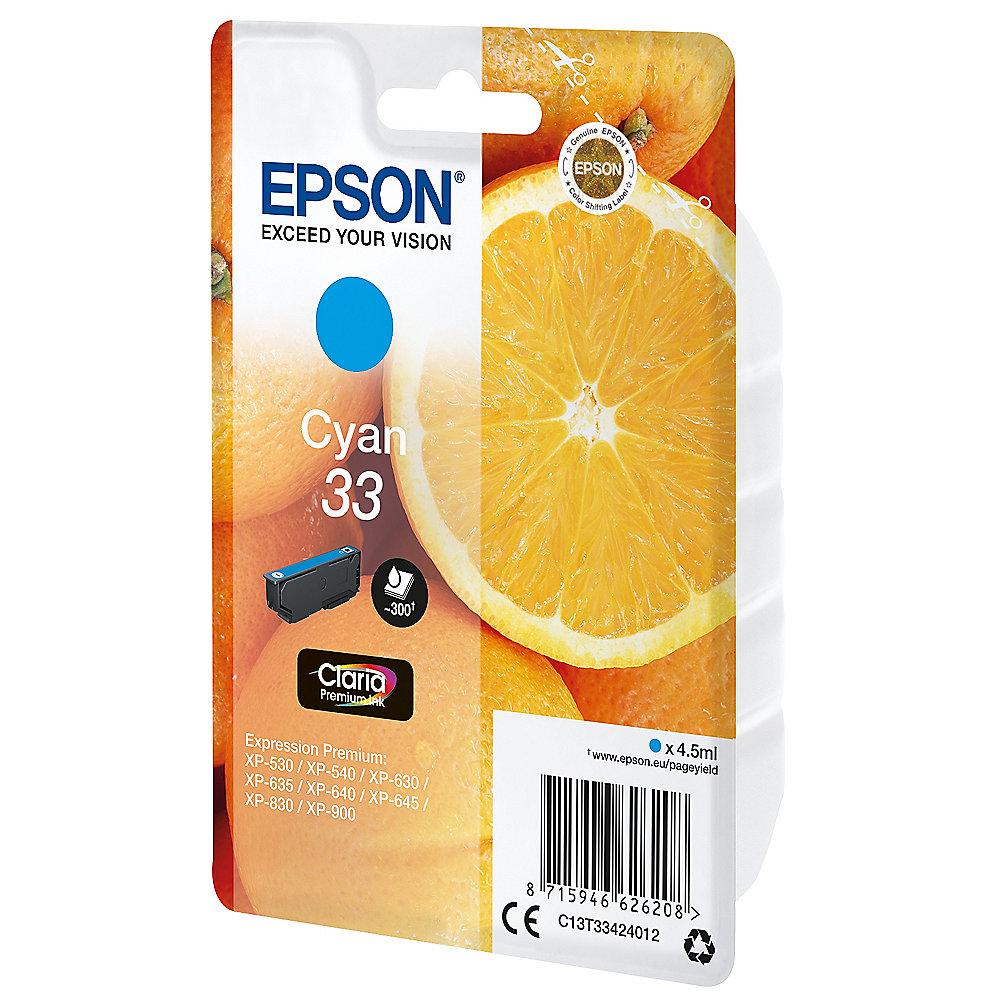 Epson C13T33424012 Druckerpatrone 33 cyan Claria Premium Ink