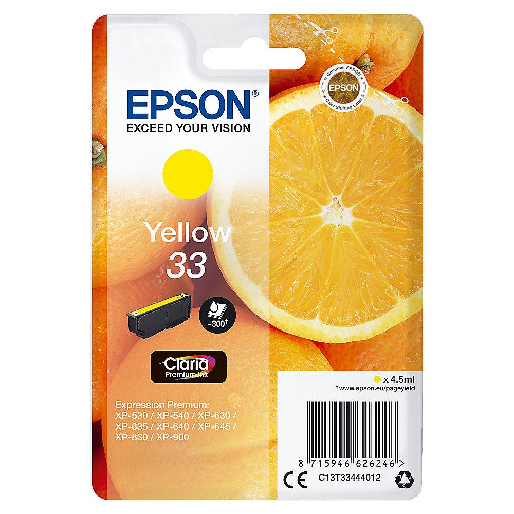 Epson C13T33444012 Druckerpatrone 33 gelb Claria Premium Ink