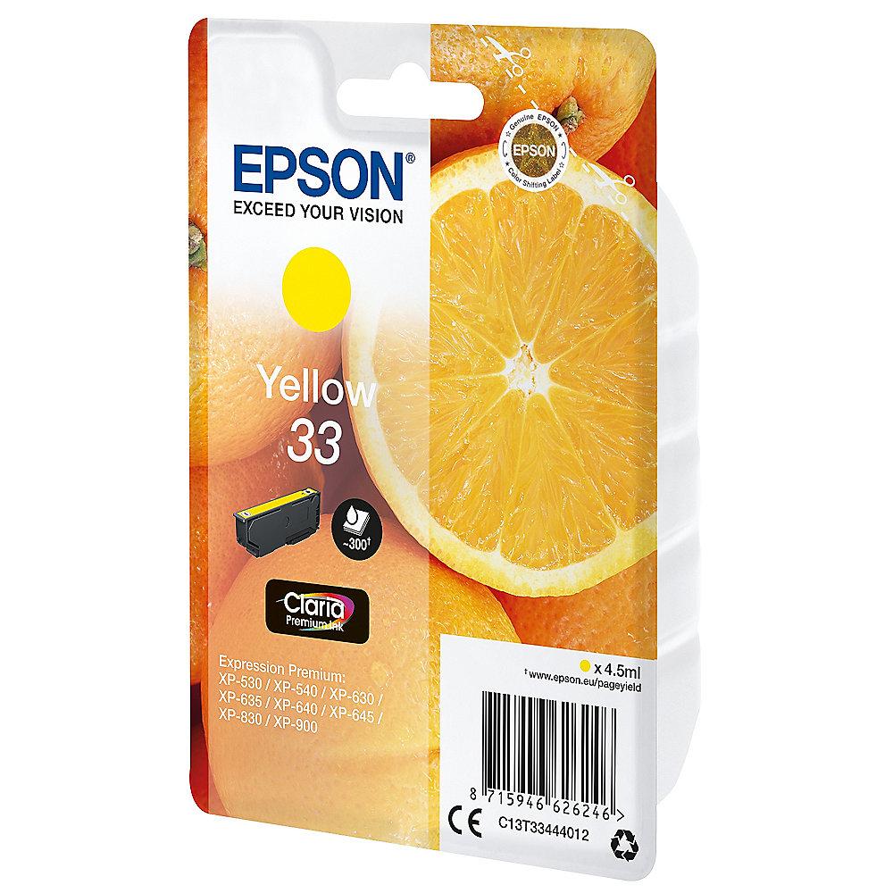 Epson C13T33444012 Druckerpatrone 33 gelb Claria Premium Ink