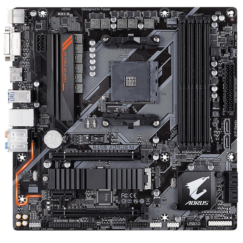 Gigabyte B450 AORUS M mATX Mainboard Sockel AM4 M.2/HDMI/DVI