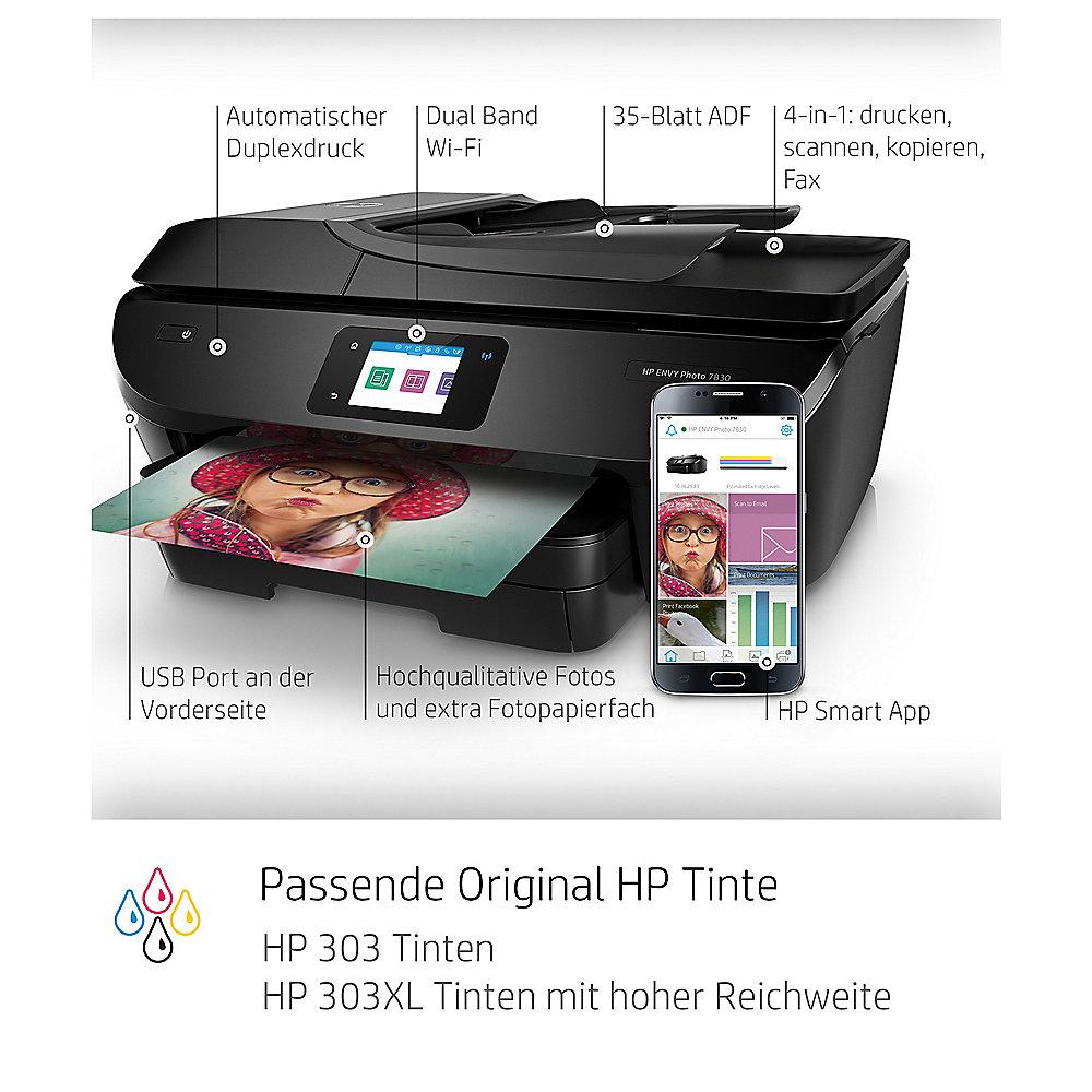HP Envy Photo 7830 Tintenstrahl-Multifunktionsdrucker Scanner Kopierer Fax WLAN