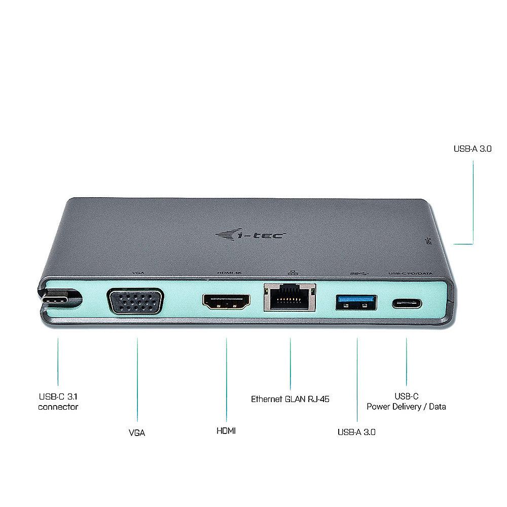 i-tec USB-C Travel Dock 4K HDMI, VGA, USB-C Kabel 20cm C31TRAVELDOCKPD20