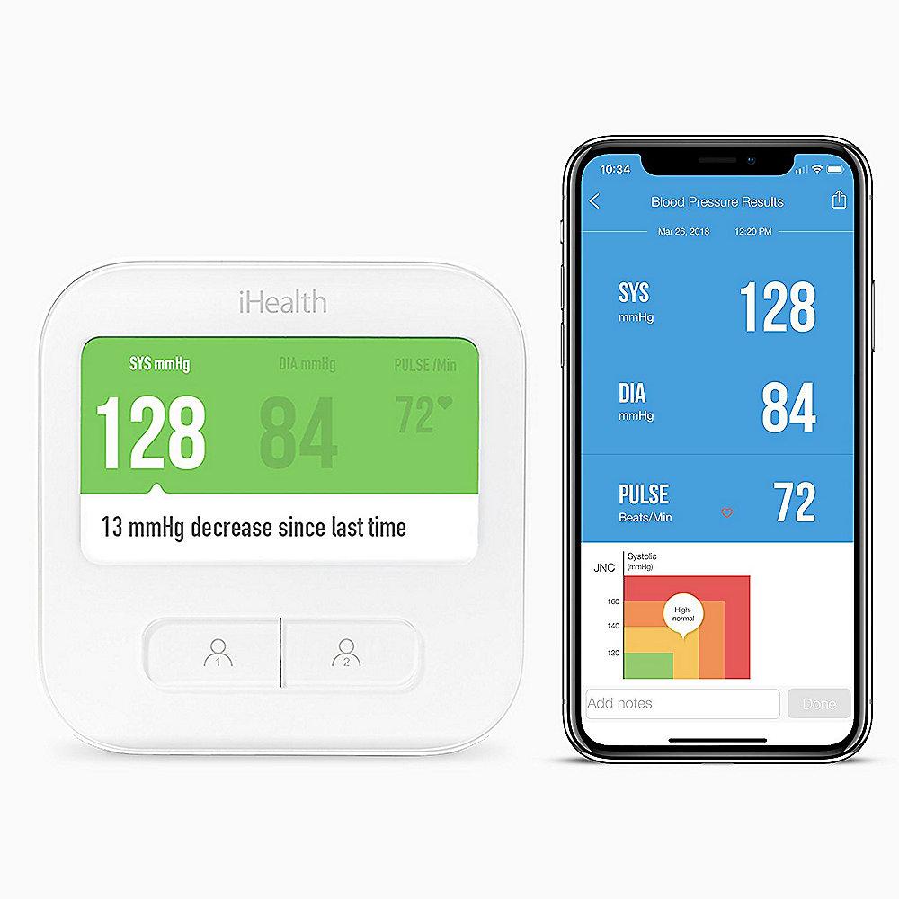iHealth BPM1 Clear Vernetztes Oberarm-Blutdruckmessgerät weiß