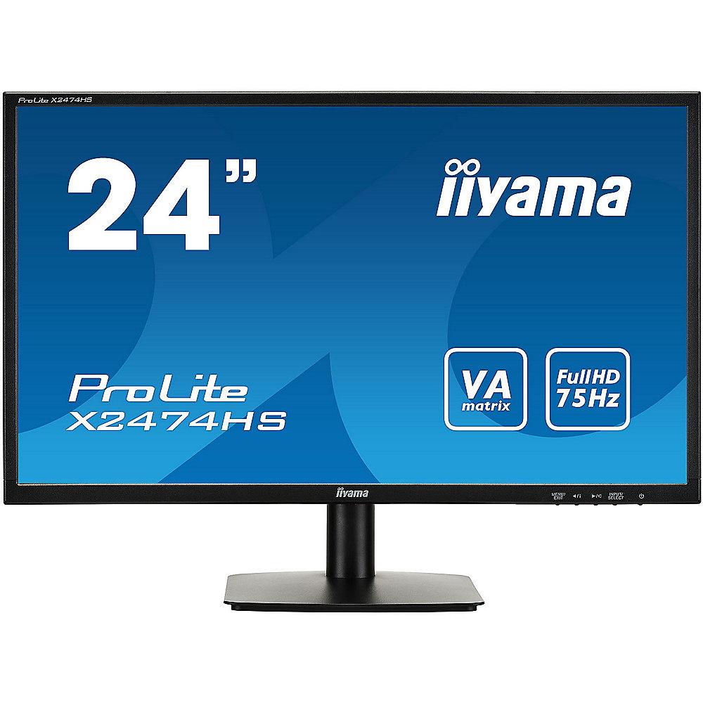 iiyama ProLite X2474HS-B1 60cm (23,6") Monitor 16:9 FHD HDMI/DP/VGA 4ms LS