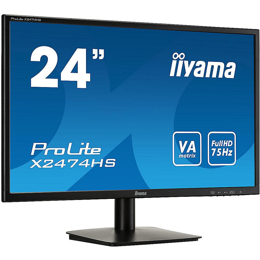 iiyama ProLite X2474HS-B1 60cm (23,6") Monitor 16:9 FHD HDMI/DP/VGA 4ms LS