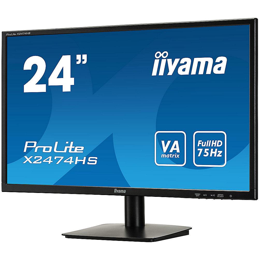 iiyama ProLite X2474HS-B1 60cm (23,6") Monitor 16:9 FHD HDMI/DP/VGA 4ms LS
