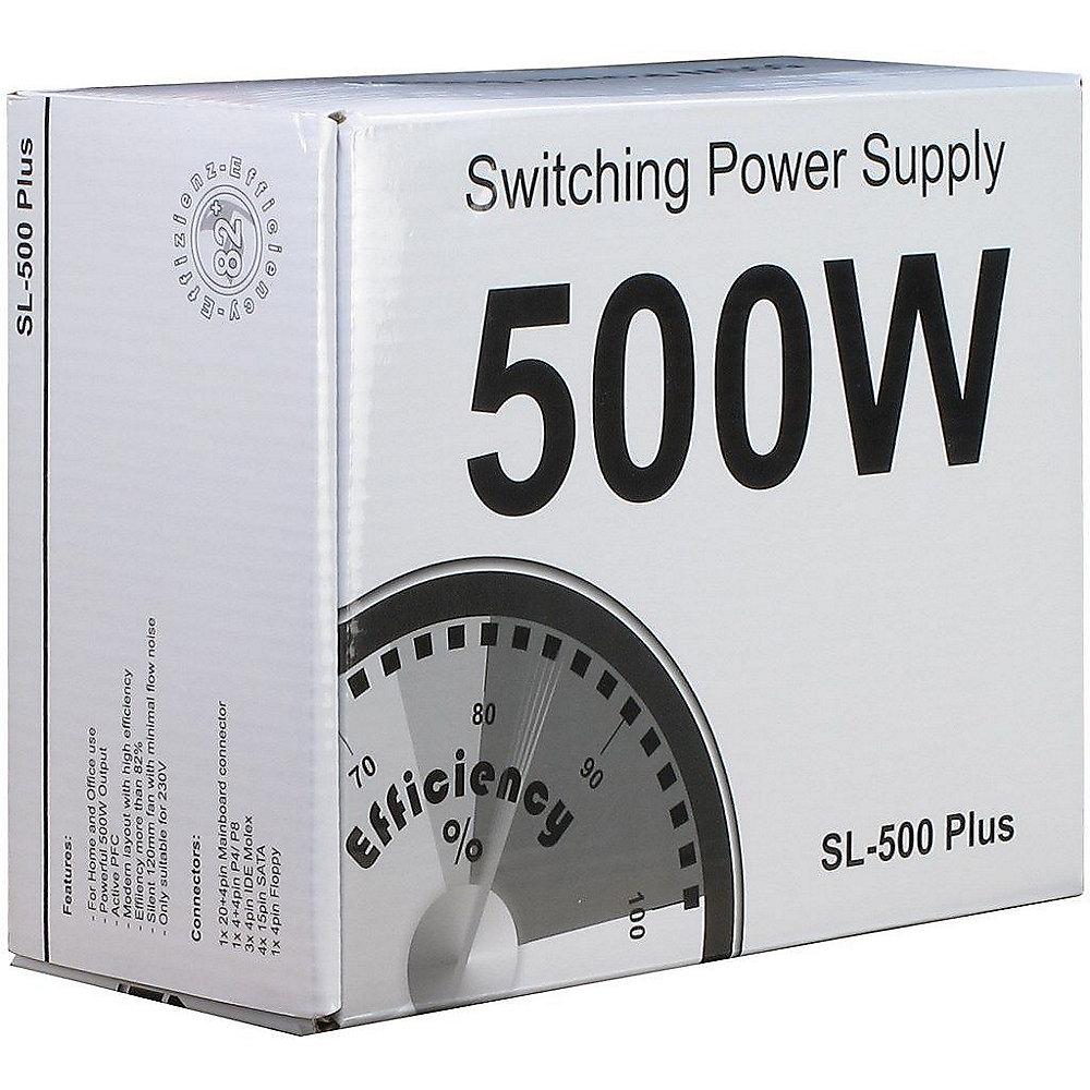 Inter-Tech SL-500 Plus 500 Watt ATX-Netzteil PFC 120mm Retail, Inter-Tech, SL-500, Plus, 500, Watt, ATX-Netzteil, PFC, 120mm, Retail