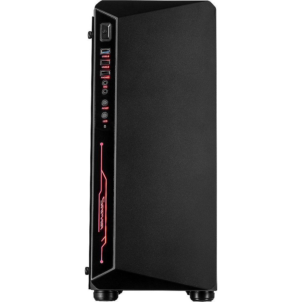 InterTech Saphir Midi Tower ATX Gaming Gehäuse Tempered Glass Seitenfenster