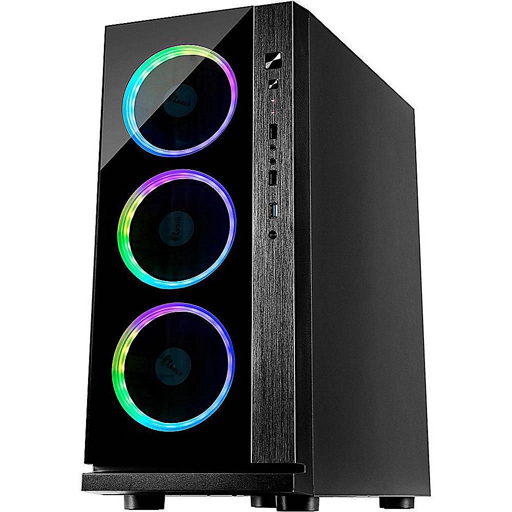 InterTech W-III RGB Midi Tower ATX Gaming Gehäuse Seitenfenster