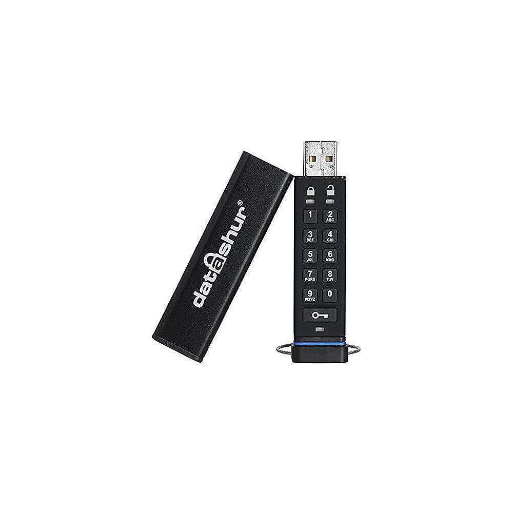 iStorage datAshur USB2.0 Flash Drive 16GB Stick mit PIN-Schutz Aluminium Schwarz, iStorage, datAshur, USB2.0, Flash, Drive, 16GB, Stick, PIN-Schutz, Aluminium, Schwarz