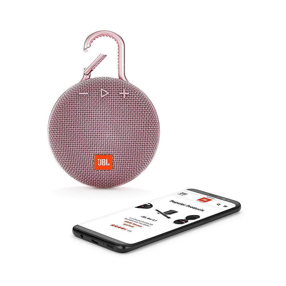 JBL Clip 3 Pink Tragbarer Bluetooth-Lautsprecher Pink wasserdicht nach IPX7