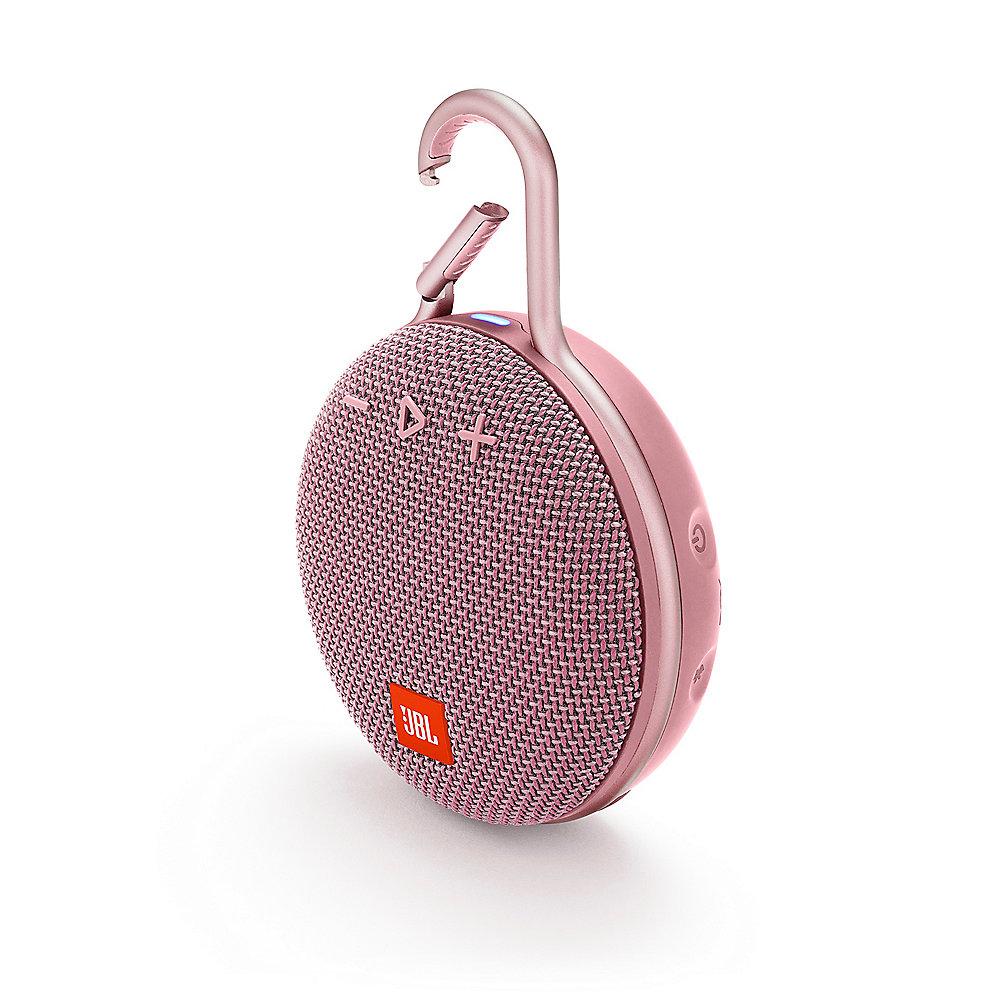 JBL Clip 3 Pink Tragbarer Bluetooth-Lautsprecher Pink wasserdicht nach IPX7