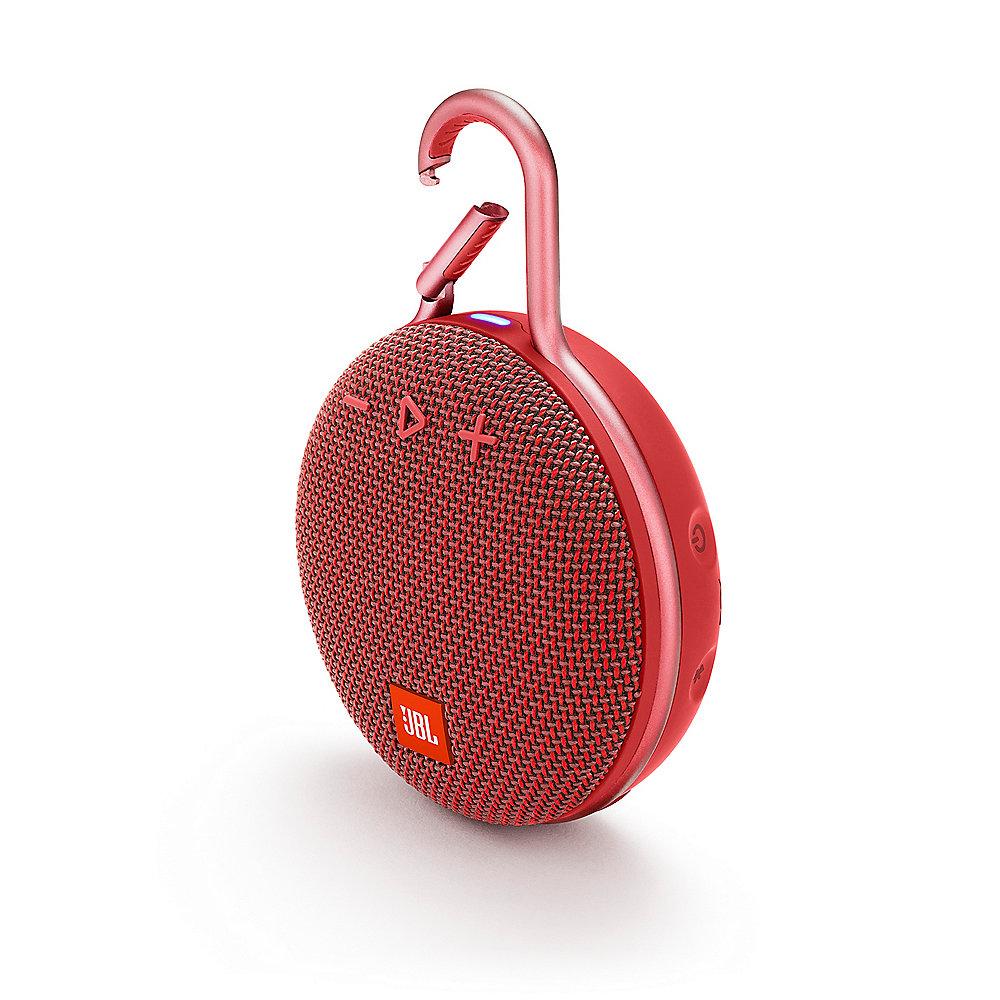 JBL Clip 3 Red Tragbarer Bluetooth-Lautsprecher Rot wasserdicht nach IPX7