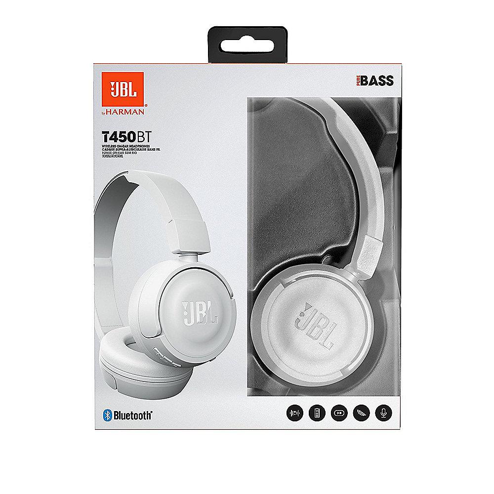 JBL T450BT Weiß - On Ear-Bluetooth Kopfhörer mit Mikrofon