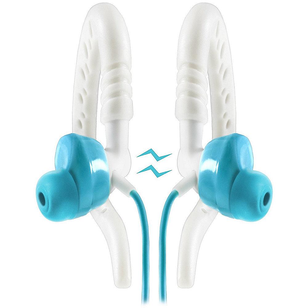 JBL Yurbuds Focus 400 - Sport-In Ear-Kopfhörer (Ohrbügel) Mikro/Fernb. aqua/weiß