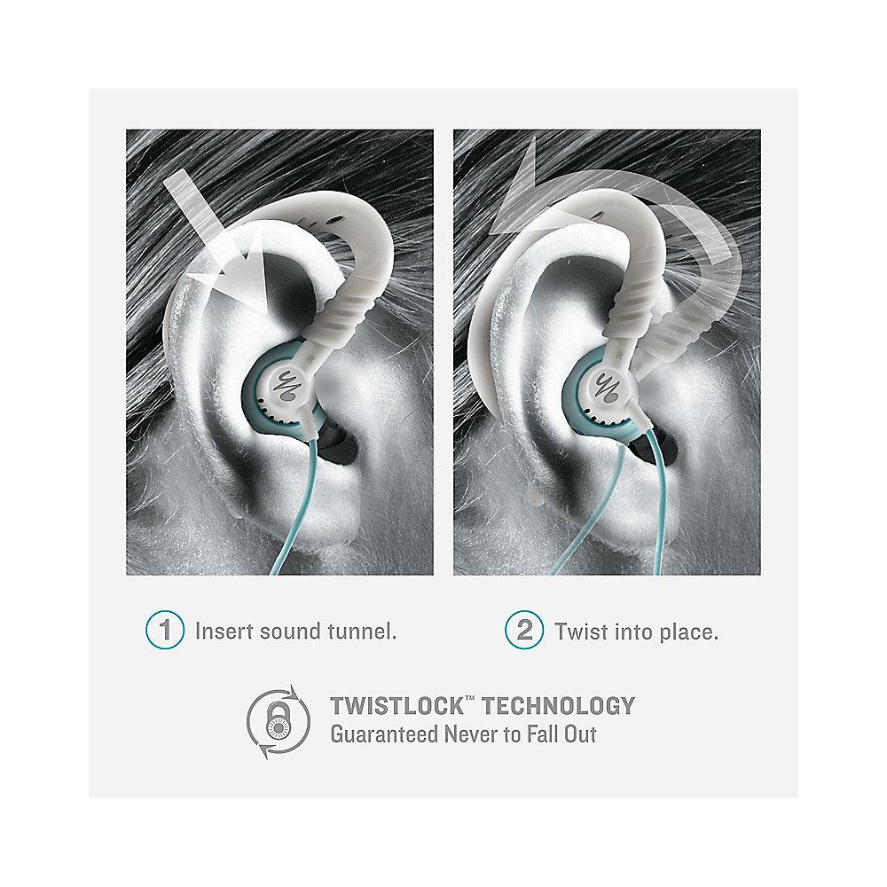 JBL Yurbuds Focus 400 - Sport-In Ear-Kopfhörer (Ohrbügel) Mikro/Fernb. aqua/weiß