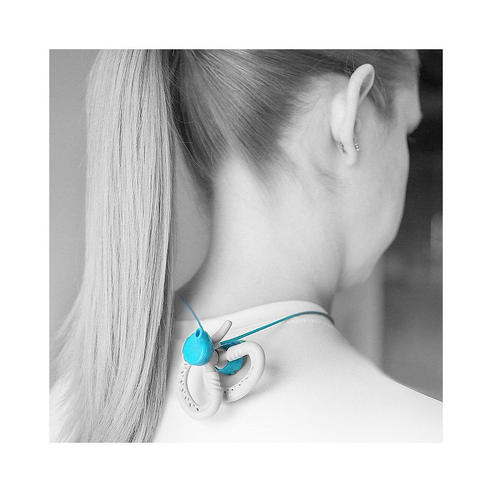 JBL Yurbuds Focus 400 - Sport-In Ear-Kopfhörer (Ohrbügel) Mikro/Fernb. aqua/weiß