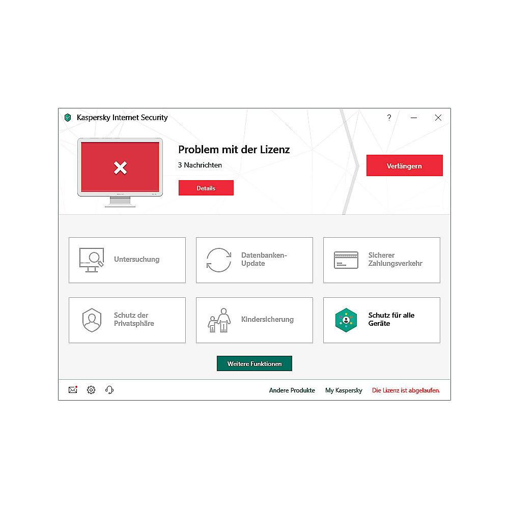 Kaspersky Internet Security Upgrade 5Geräte 1Jahr FFP / Produkt Key