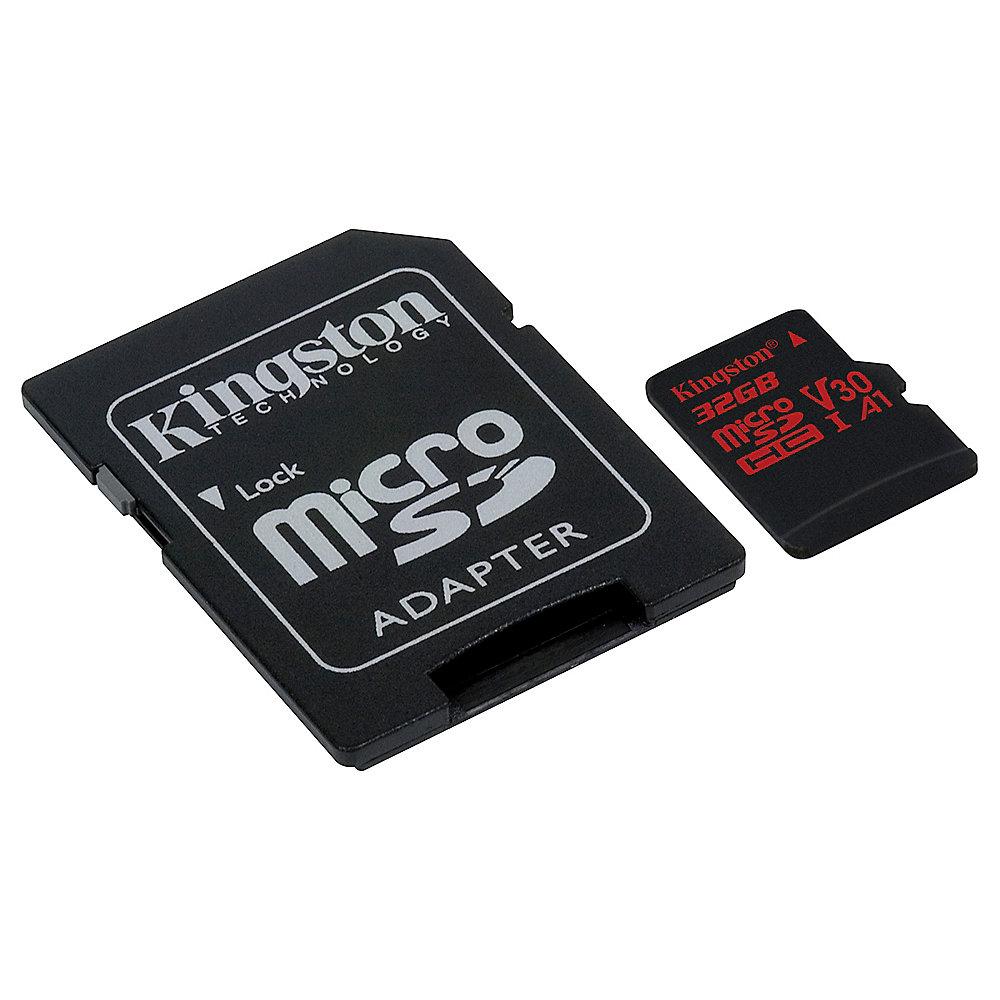 Kingston Canvas React 32 GB microSDHC Speicherkarte Kit (80 MB/s, A1, V30)