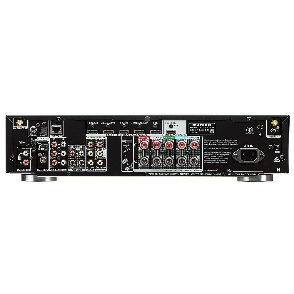 Marantz NR1509 5.2 AV Receiver 4K AirPlay WLAN Bluetooth Spotify Heos - Silb./go