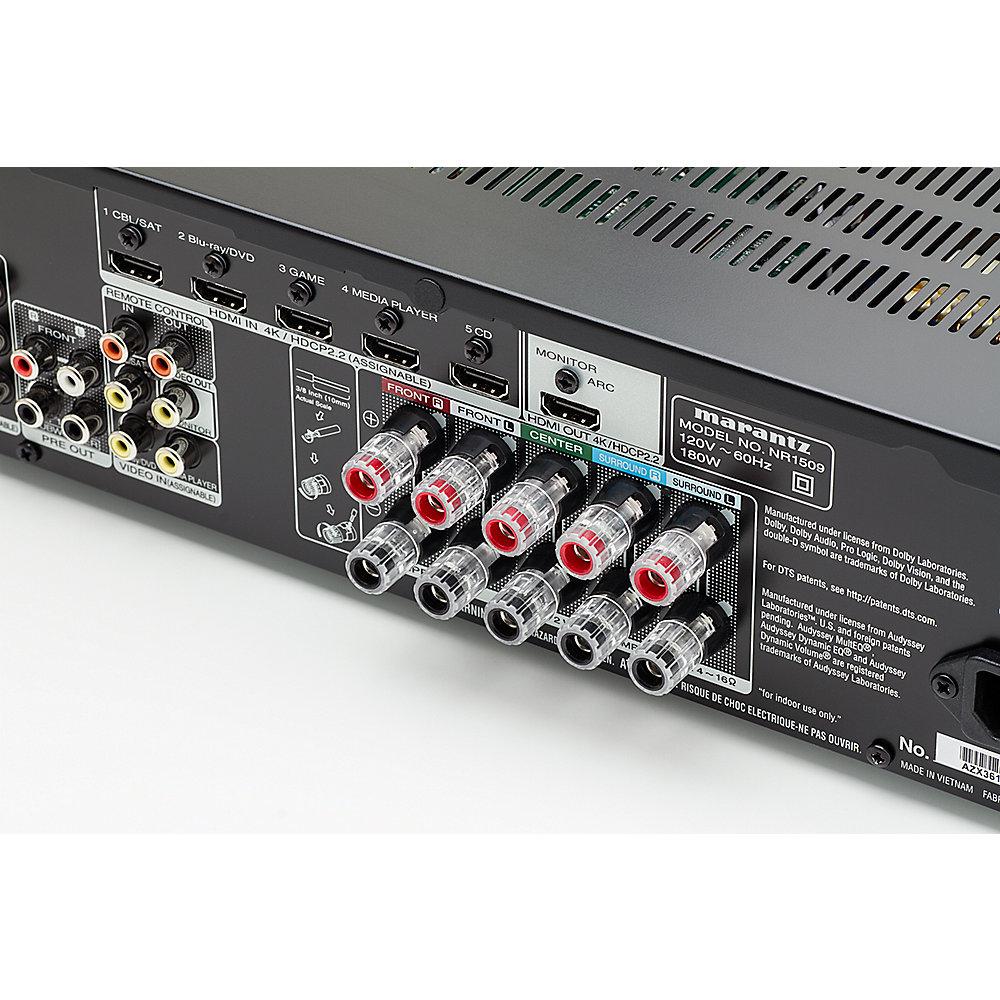 Marantz NR1509 5.2 AV Receiver 4K AirPlay WLAN Bluetooth Spotify Heos - Silb./go