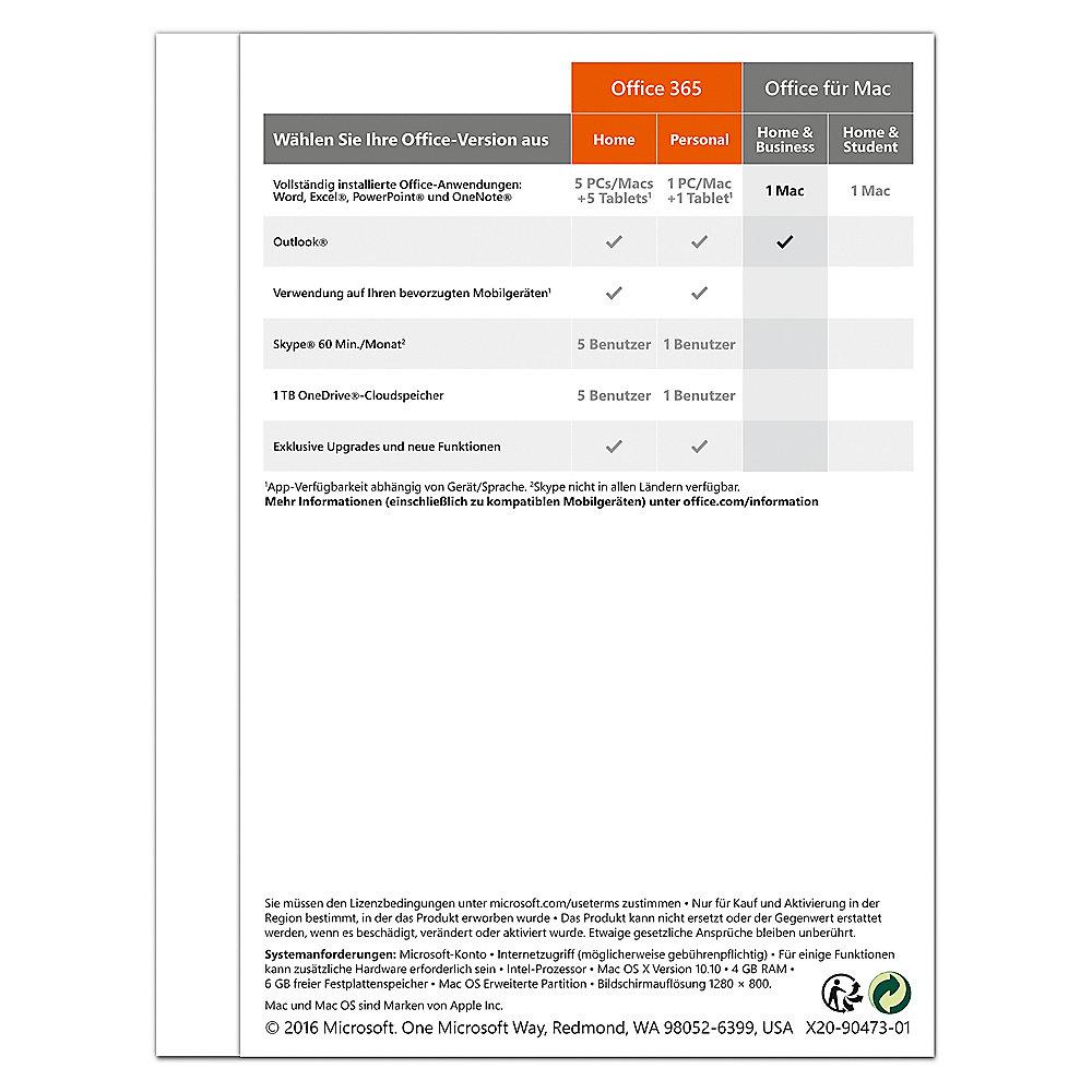 Microsoft Office 2016 Home & Business Mac PKC (P2) - 20EURO sparen*