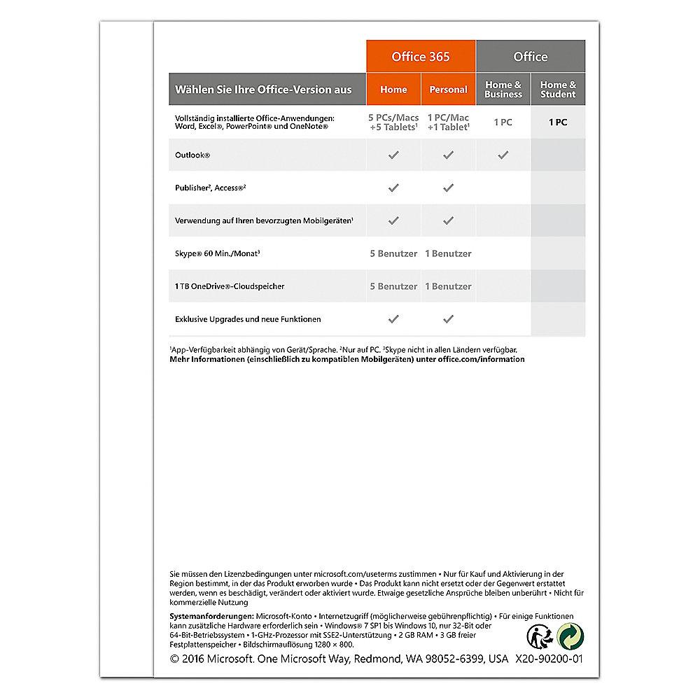 Microsoft Office Home & Student 2016 für Windows 1PC PKC (P2) - 20EURO sparen*