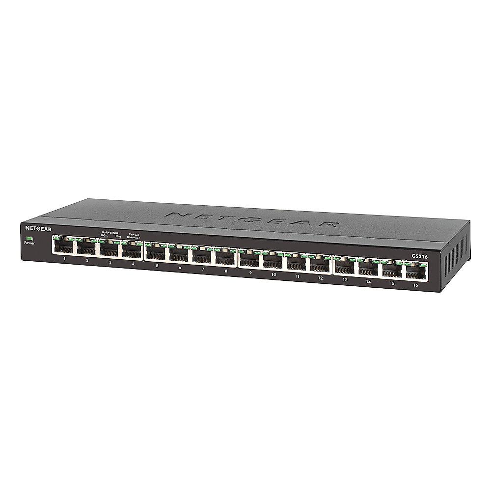 Netgear GS316 16x Gigabit Switch 10/100/1000MBit Metallgehäuse GS316-100PES